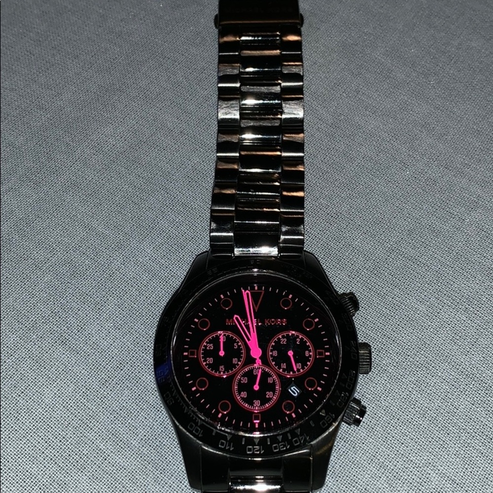 Michael Kors Watch Black with Pink interior.